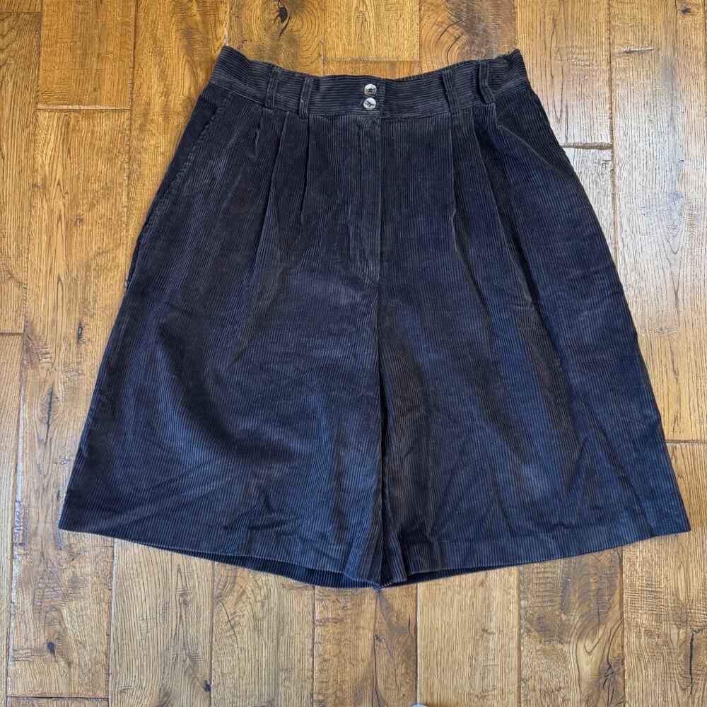VTG Counterparts Corduroy Pleated Shorts Women's Size 16 Brown 10" Inseam